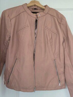 Guess faux leather bomber jacket pale pink size 2XL but fits more like xl